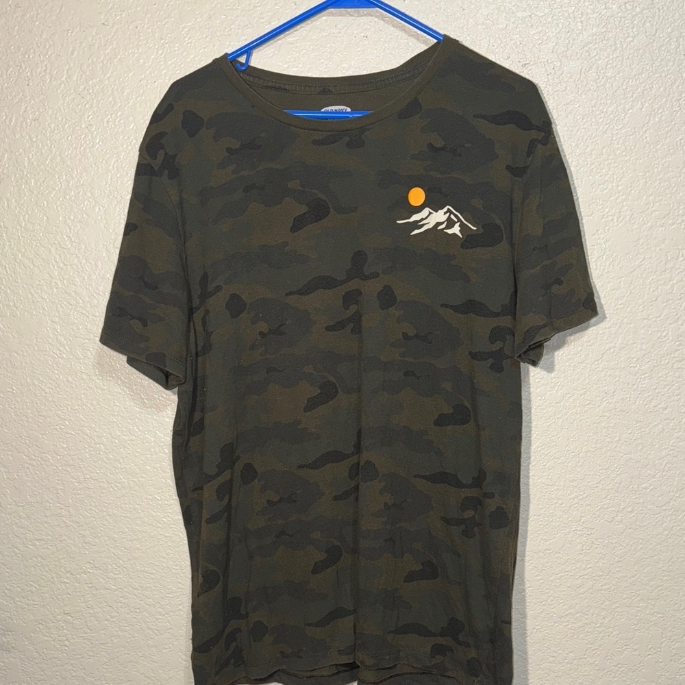 Old Navy Camo Graphic T-Shirt XL Green Mountain Outdoor Tee